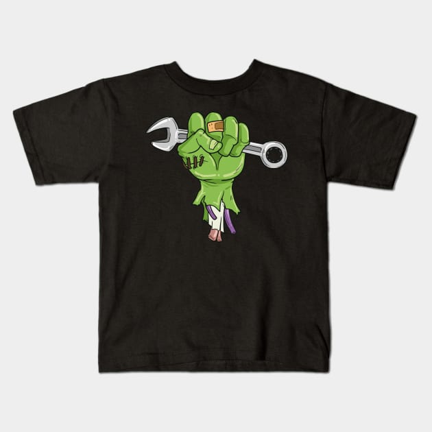 Funny Mechanics Zombie Hand Halloween Kids T-Shirt by Shirtbubble